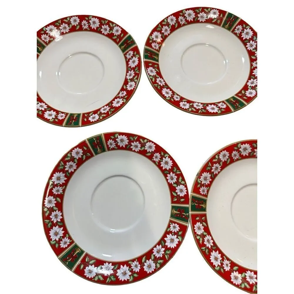 Charlton Hall Classic Traditions Christmas - Set of 4 Saucers‎ Vintage